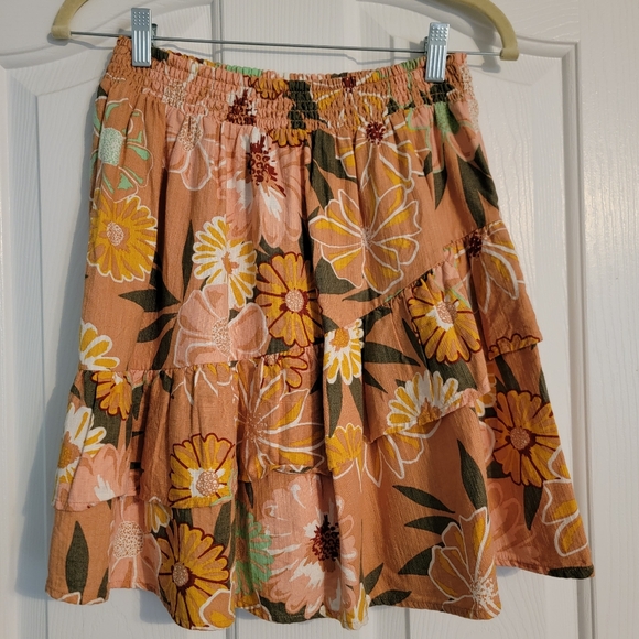 Roxy Dresses & Skirts - Roxy Floral A-Line Skirt - Orange and Yellow